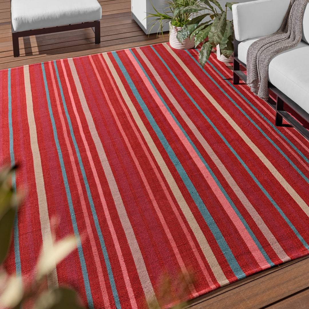 Vibe by Jaipur Living Viviana Handmade Striped Red/Blue Area Rug (5'X8')