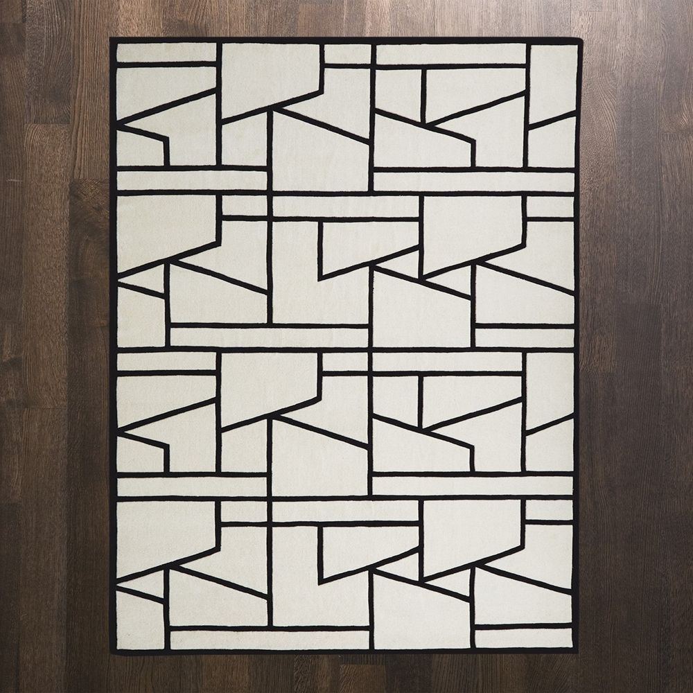 Rugs Zig Zag Rug-Ivory/Black-12 x 15