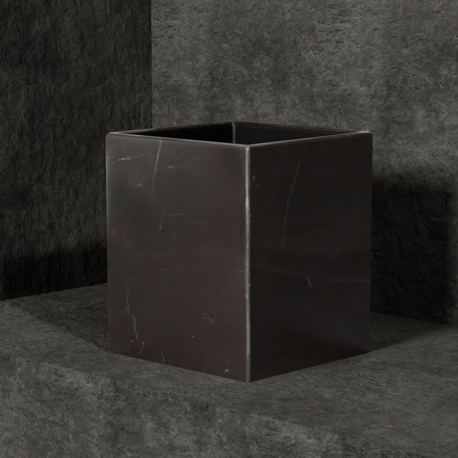 Thyme Collection Mist Gray Marble Sanitation Bin-FABLER-MC-BA02-6JB-Baskets & Boxes-1-France and Son