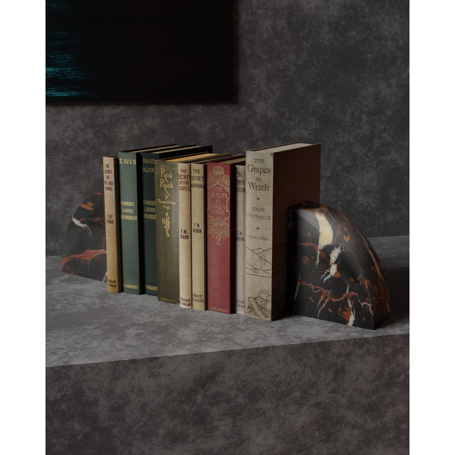 Cherry Collection Onyx & Gold Stone Bookends-FABLER-MC-BE50-BG-Bookends-1-France and Son