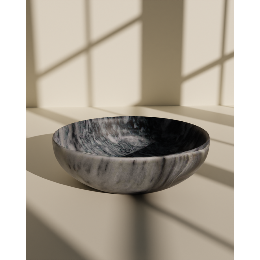 Flora Collection Ebony & Gold 16" Stone Bowl-FABLER-MC-BW20-CG-Bowls-1-France and Son