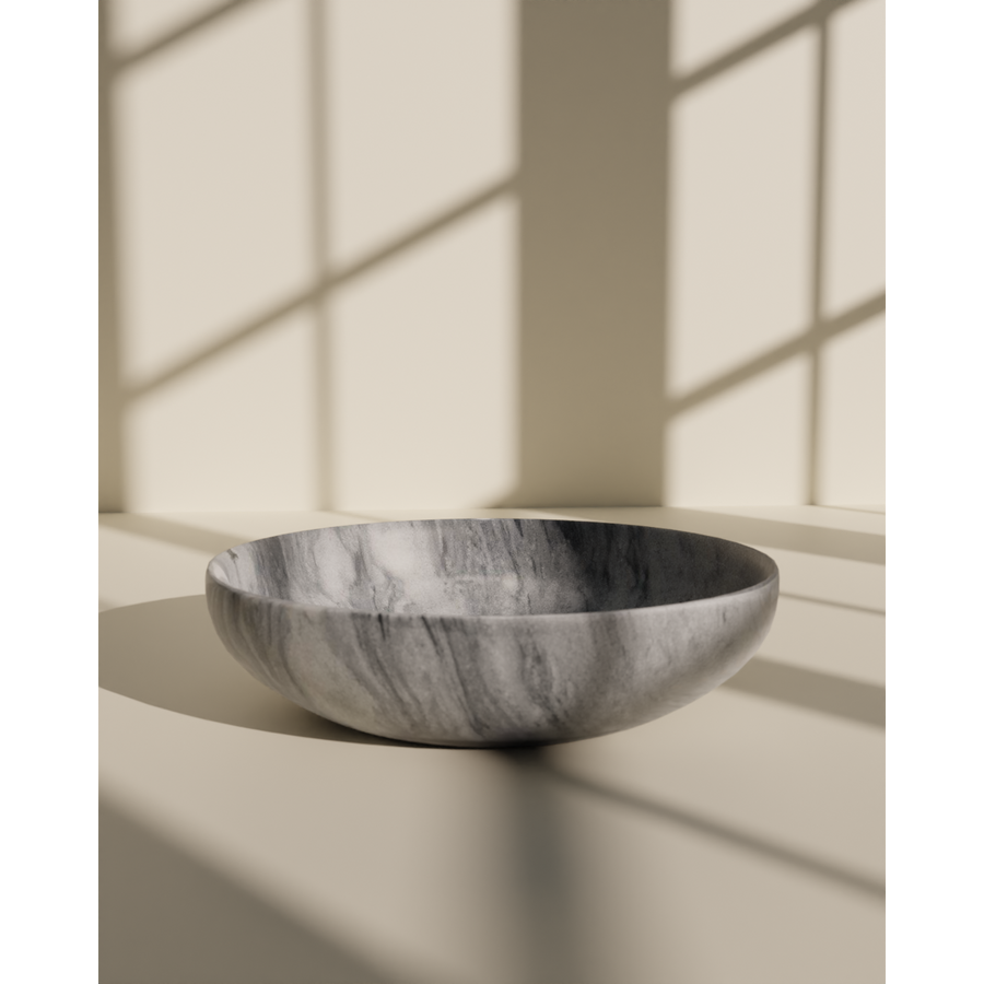 Flora Collection Mist Gray 12" Stone Bowl-FABLER-MC-BW30-CG-Bowls-1-France and Son
