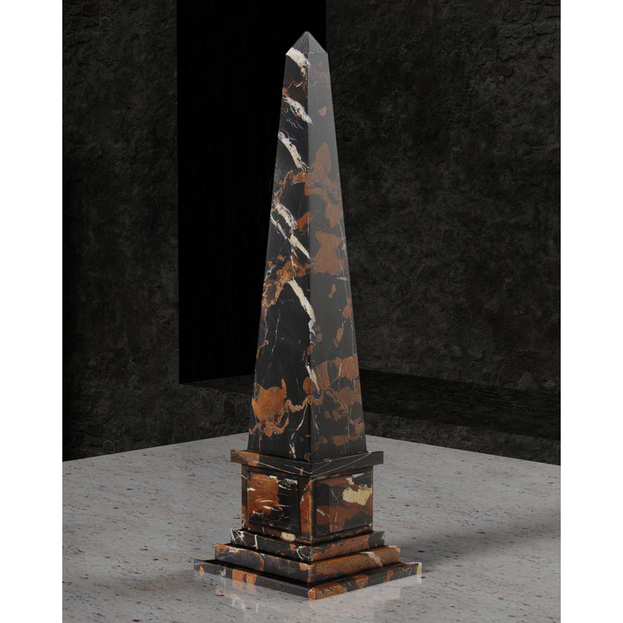 Pegasus Collection Onyx & Gold 20" Stone Obelisk-FABLER-MC-OB06-BG-Decor-1-France and Son