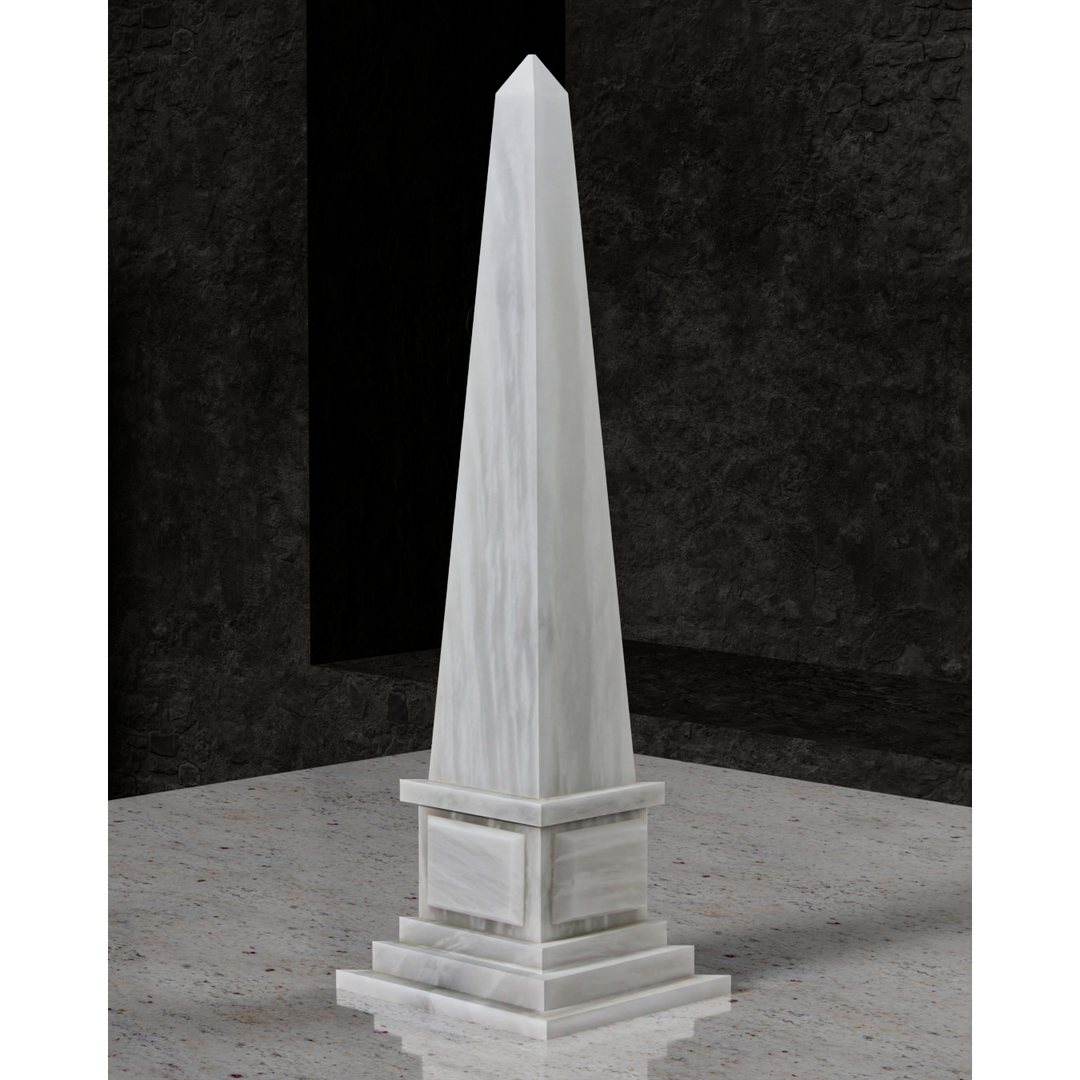 Pegasus Collection Ivory White 20" Stone Obelisk-FABLER-MC-OB06-PW-Decor-1-France and Son