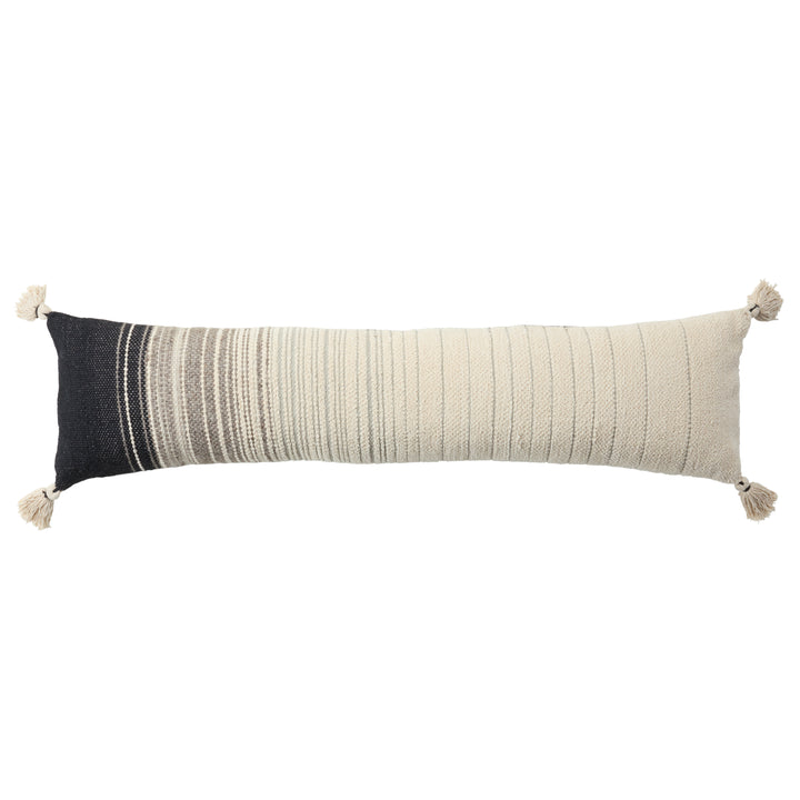 Jaipur Living Sabir Striped Cream/ Black Poly Fill Pillow (12"X40" Lumbar)