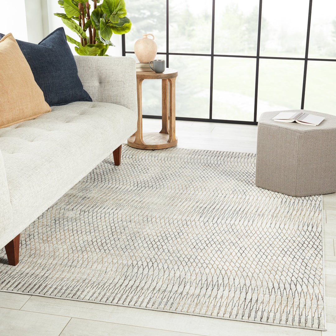 Vibe by Jaipur Living Pierre Trellis Gray/ Gold Runner Rug (2'6"X10')