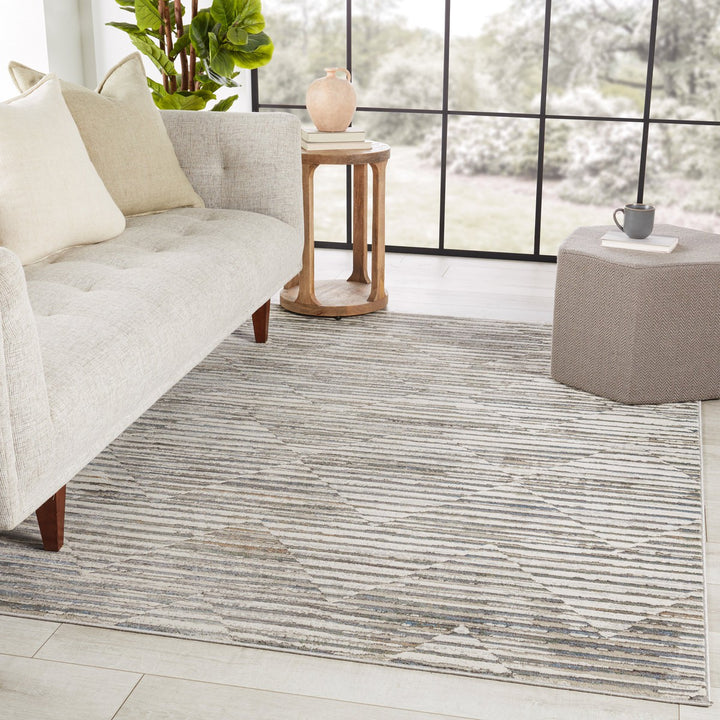 Vibe by Jaipur Living Wilmot Striped Gray/ Light Blue Area Rug (9'10"X14')