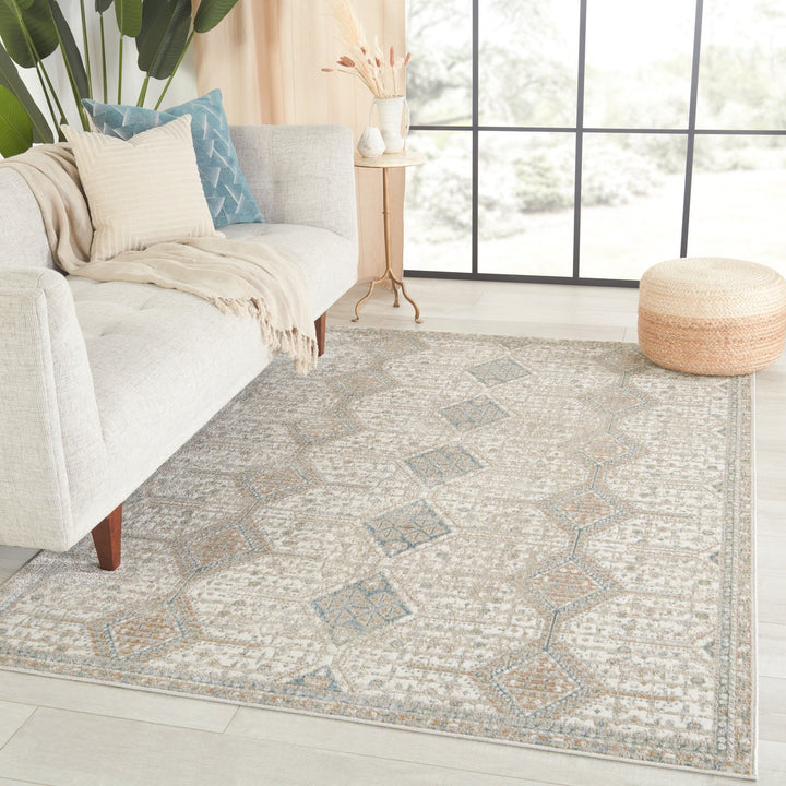 Vibe by Jaipur Living Roane Trellis Gold/ Light Blue Area Rug (5'3"X8')