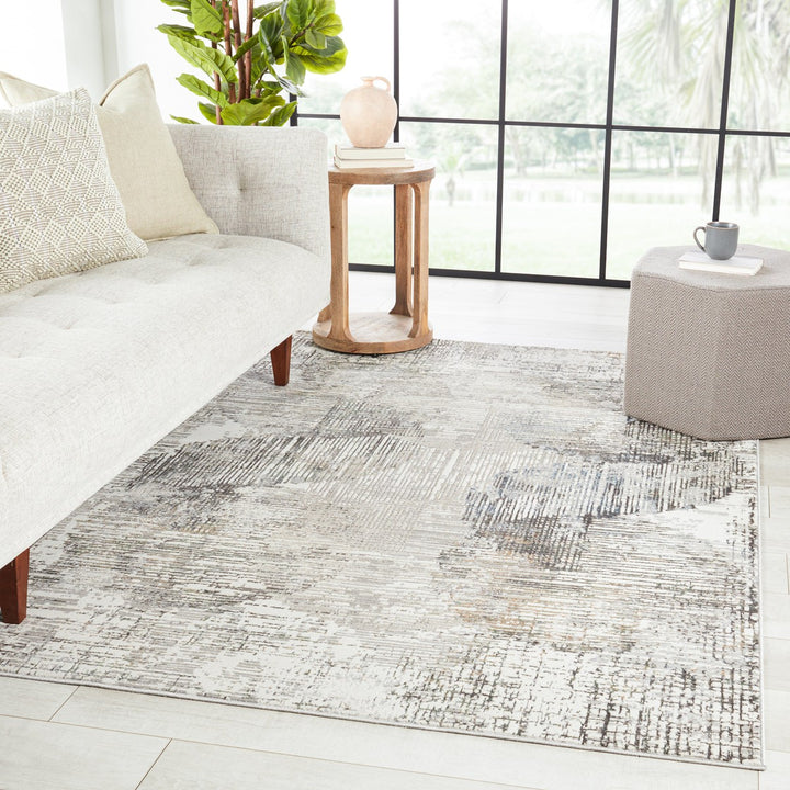 Vibe by Jaipur Living Lavorre Abstract Gray/ Gold Area Rug (9'3"X12')