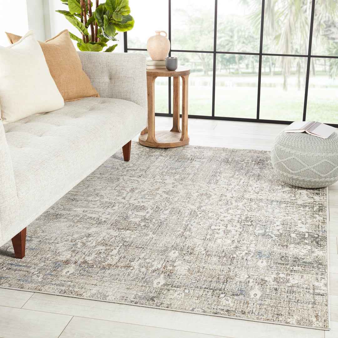 Vibe by Jaipur Living Kenrick Floral Gray/ Light Blue Area Rug (9'3"X12')