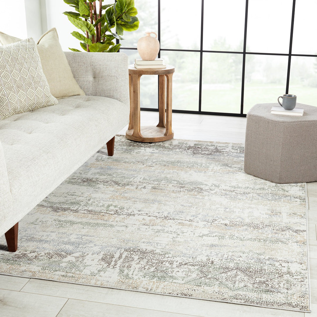 Vibe by Jaipur Living Chantel Trellis Gray/ Green Area Rug (5'3"X8')