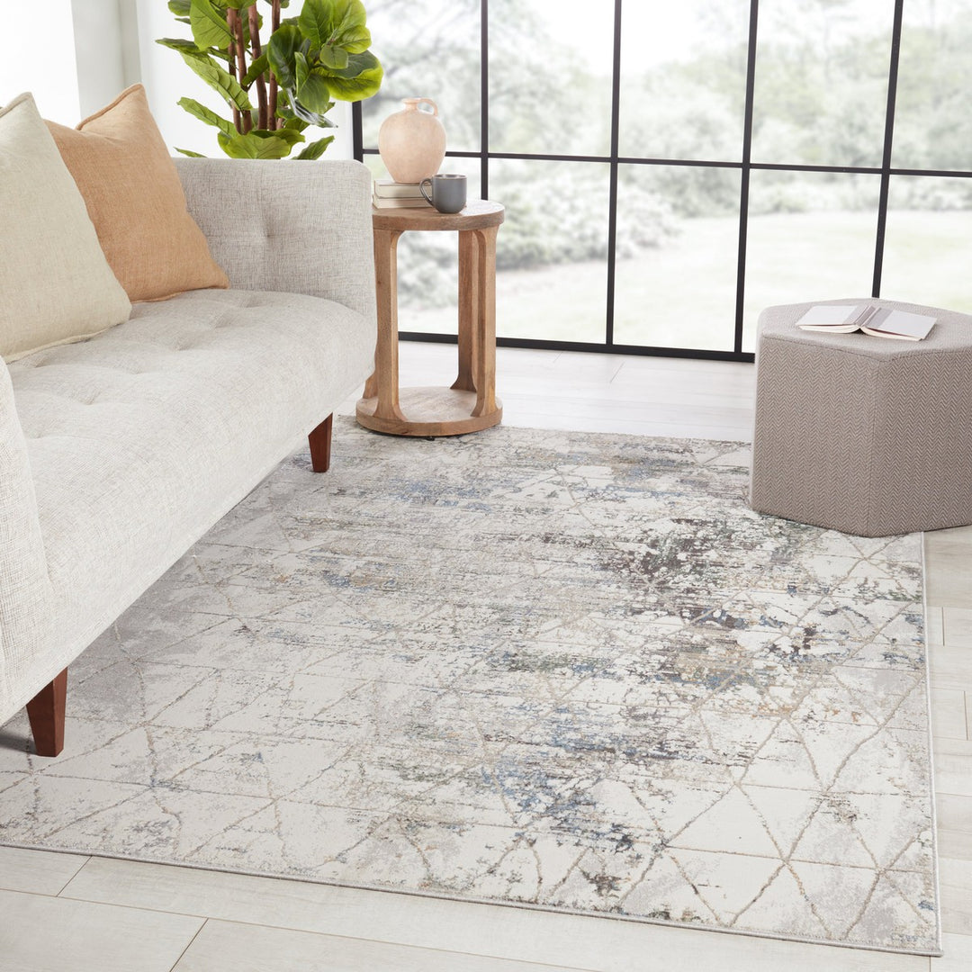 Vibe by Jaipur Living Arya Trellis Gray/ Light Blue Area Rug (6'7"X9'6")