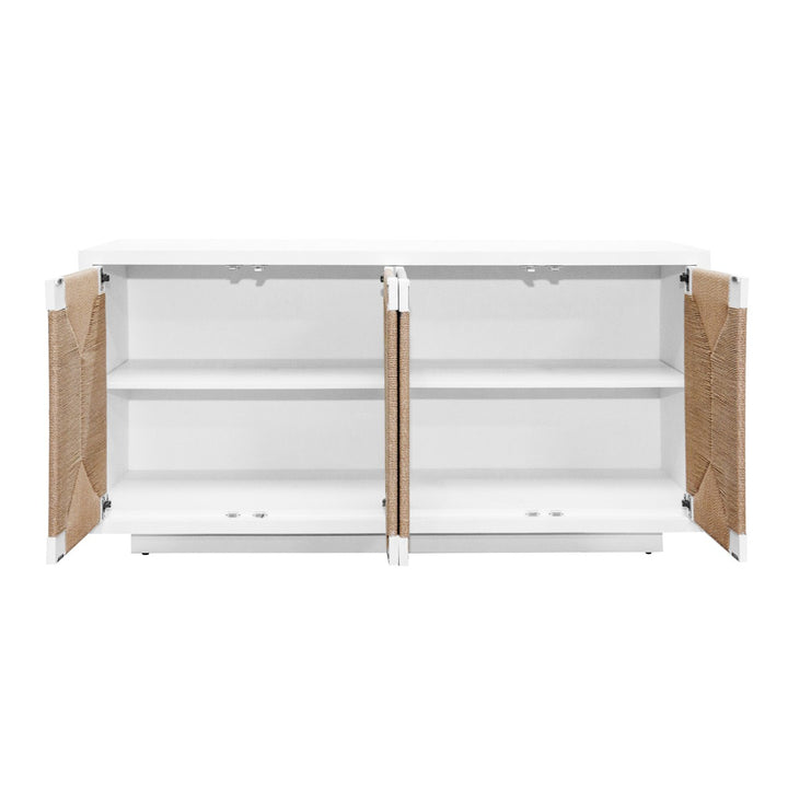 Melrose - Four Door Cabinet With Rush Front Door In Matte White Lacquer