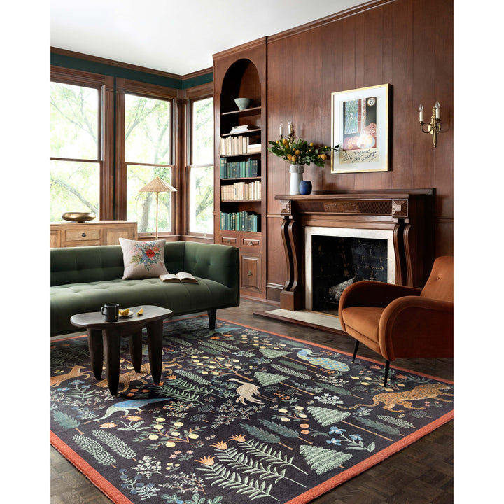 Rifle Paper Co. x Loloi Menagerie Black 7'-6" x 9'-6" Area Rug