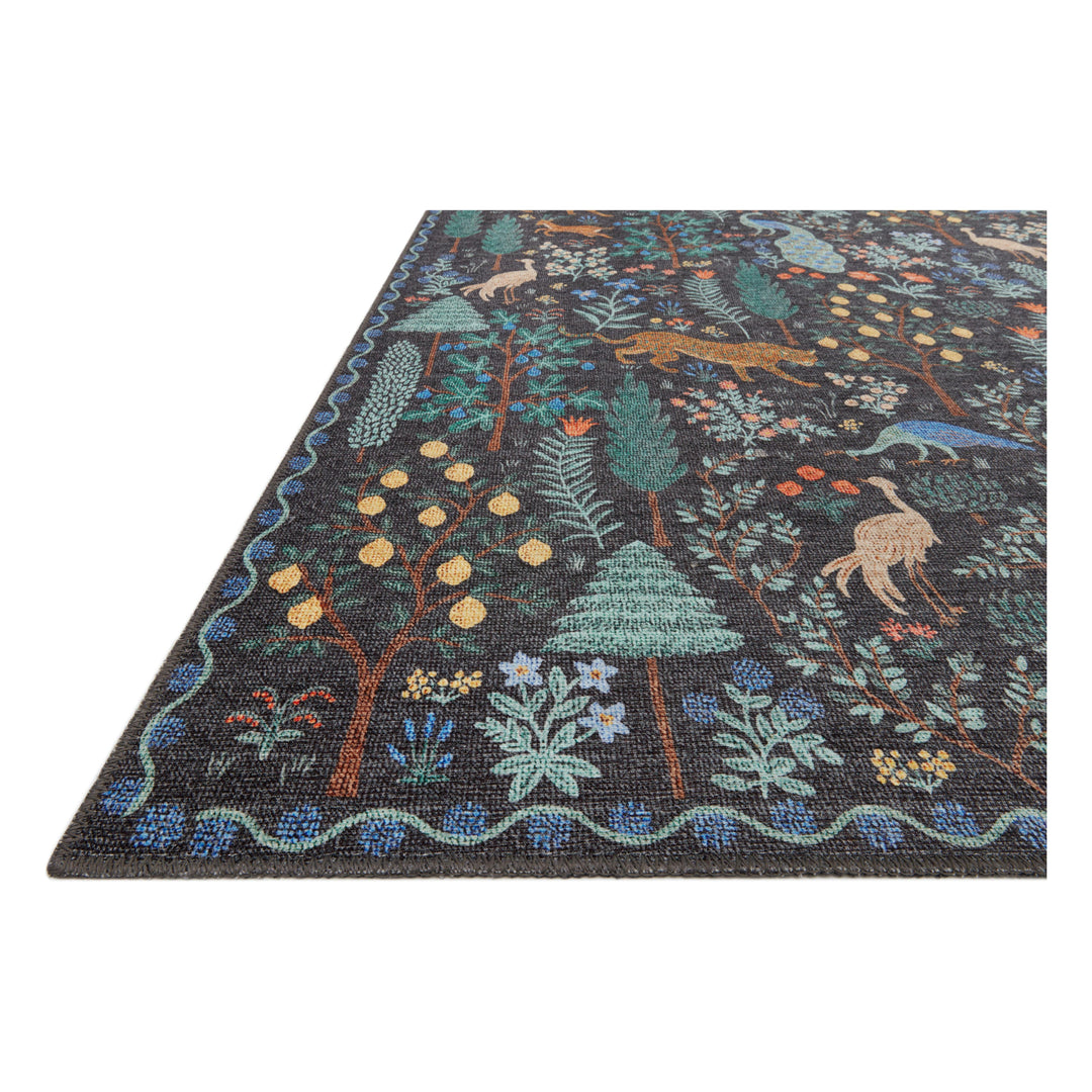 Rifle Paper Co. x Loloi Menagerie Black 5'-0" x 5'-0" Round Area Rug