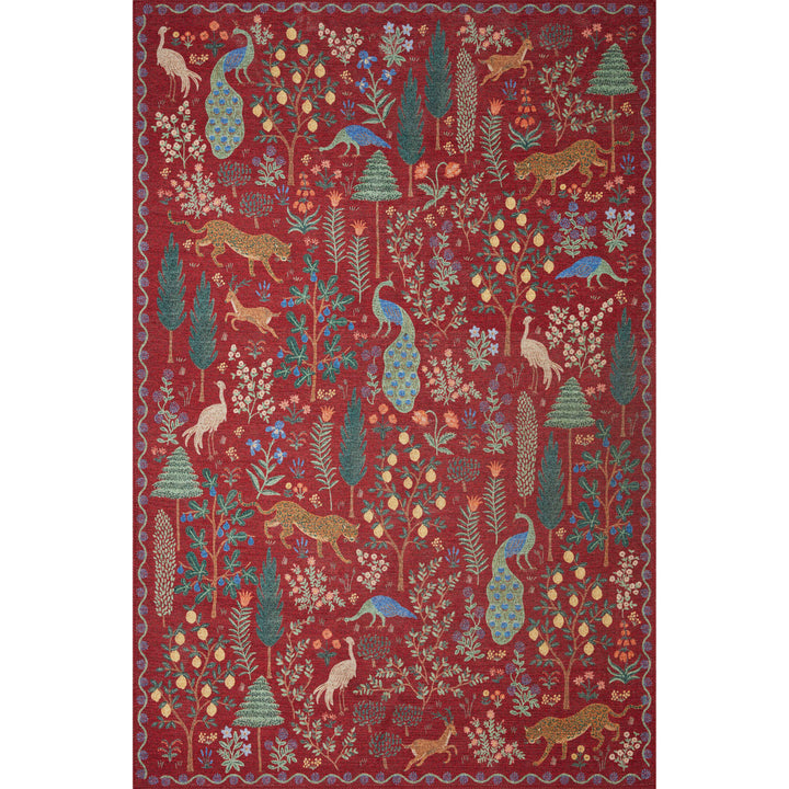 Rifle Paper Co. x Loloi Menagerie Crimson 18" x 18" Sample Rug