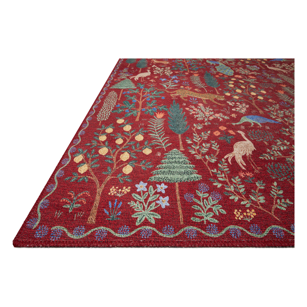 Rifle Paper Co. x Loloi Menagerie Crimson 18" x 18" Sample Rug