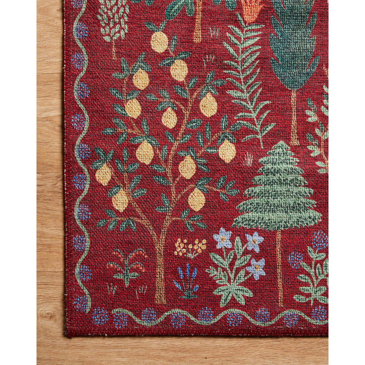 Rifle Paper Co. x Loloi Menagerie Crimson 18" x 18" Sample Rug