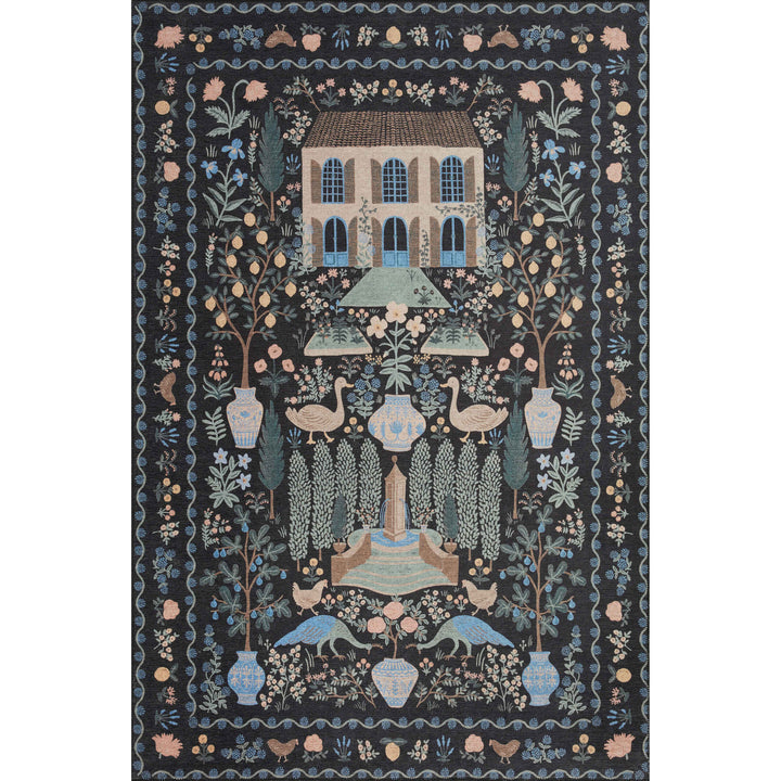 Rifle Paper Co. x Loloi Menagerie Black 3'-9" x 5'-9" Accent Rug