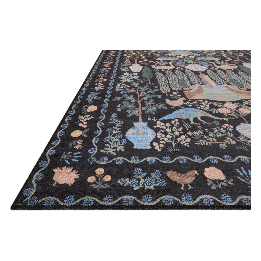 Rifle Paper Co. x Loloi Menagerie Black 3'-9" x 5'-9" Accent Rug