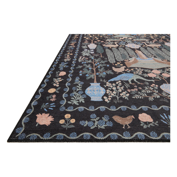 Rifle Paper Co. x Loloi Menagerie Black 2'-6" x 7'-6" Runner Rug