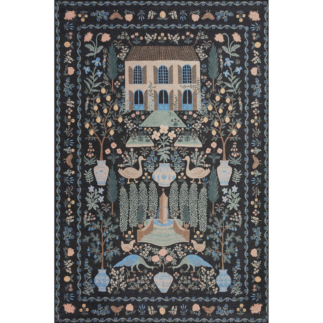 Rifle Paper Co. x Loloi Menagerie Black 2'-3" x 3'-9" Accent Rug