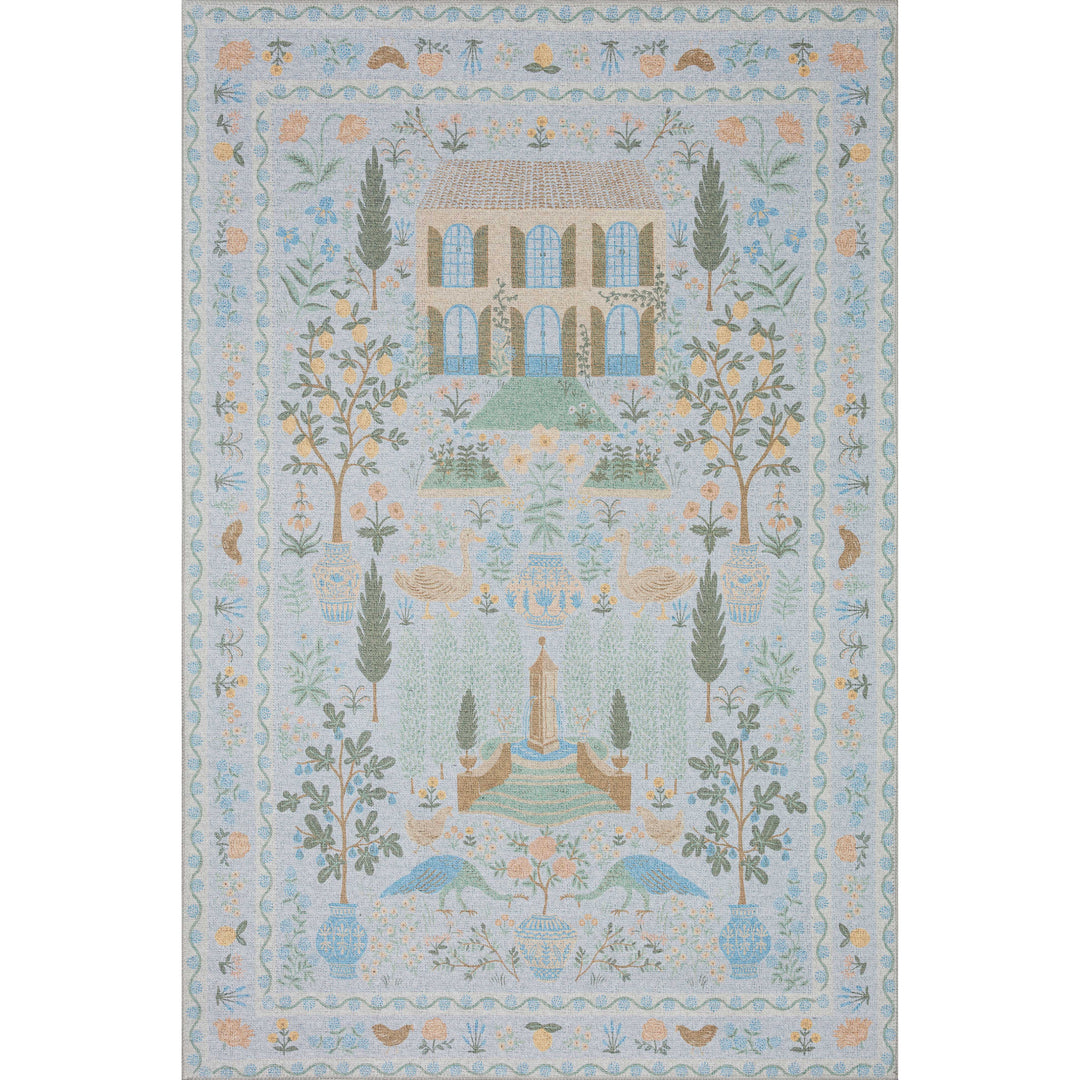 Rifle Paper Co. x Loloi Menagerie Lt. Blue 2'-6" x 7'-6" Runner Rug