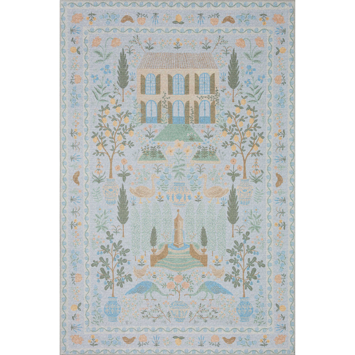 Rifle Paper Co. x Loloi Menagerie Lt. Blue 2'-6" x 7'-6" Runner Rug