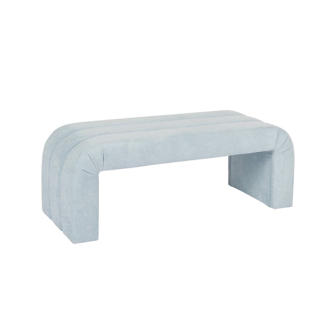 Mercer - Horizontal Channeled Bench In Performance Light Blue Chenille