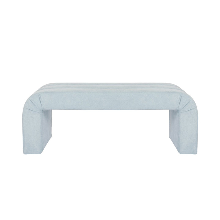 Mercer - Horizontal Channeled Bench In Performance Light Blue Chenille