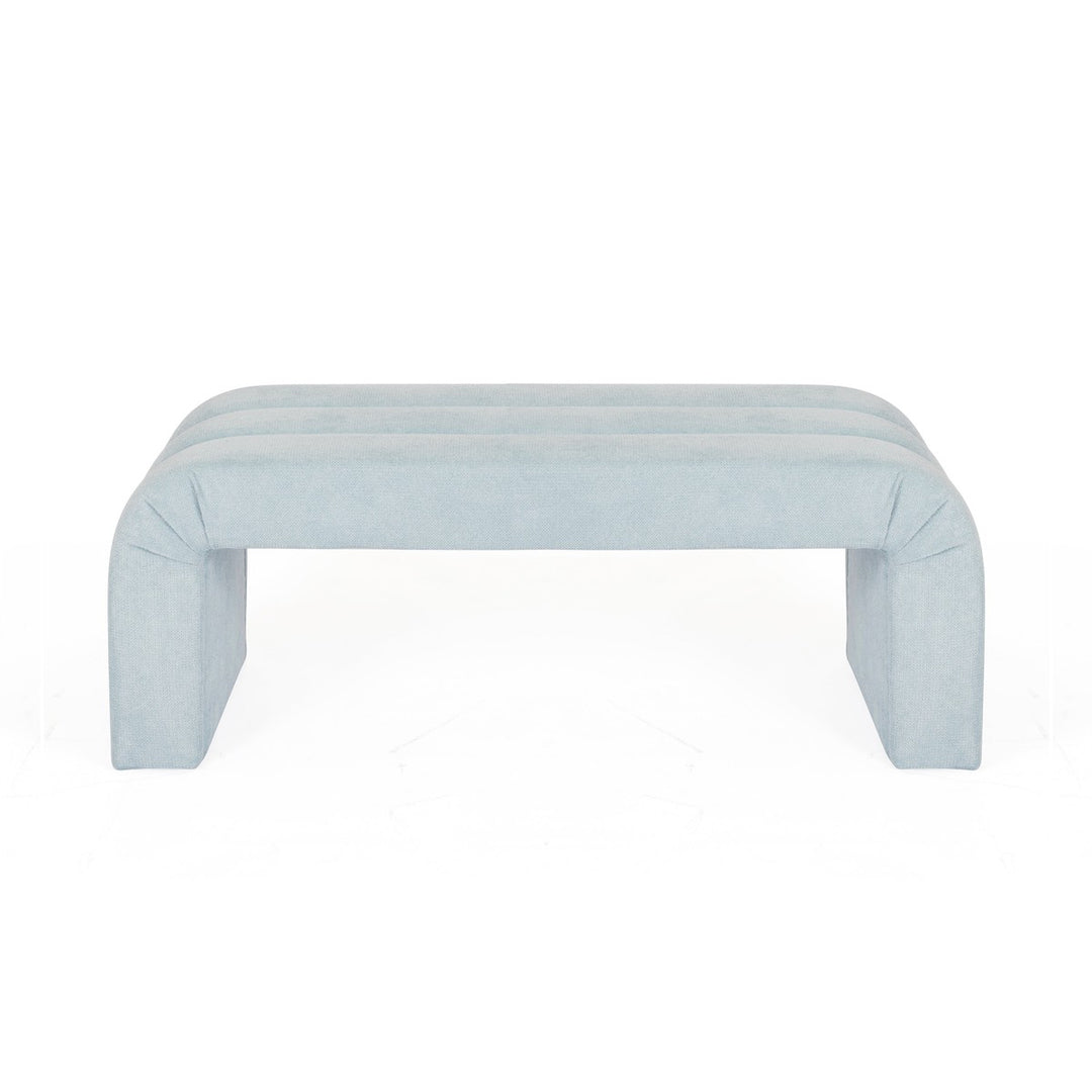 Mercer - Horizontal Channeled Bench In Performance Light Blue Chenille