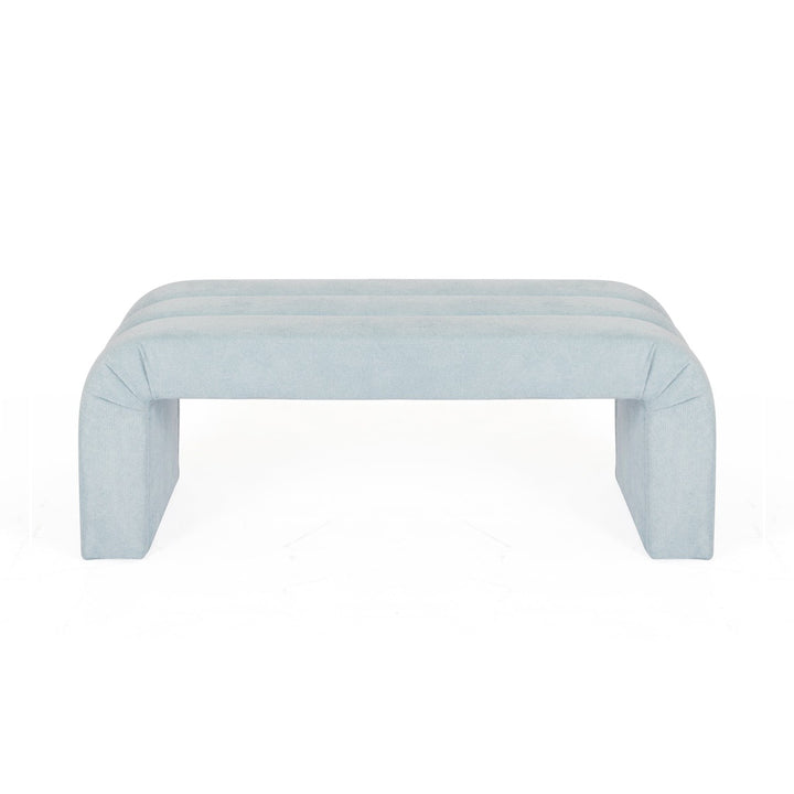 Mercer - Horizontal Channeled Bench In Performance Light Blue Chenille