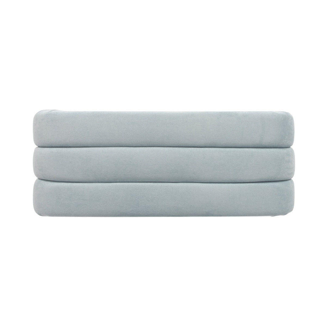 Mercer - Horizontal Channeled Bench In Performance Light Blue Chenille