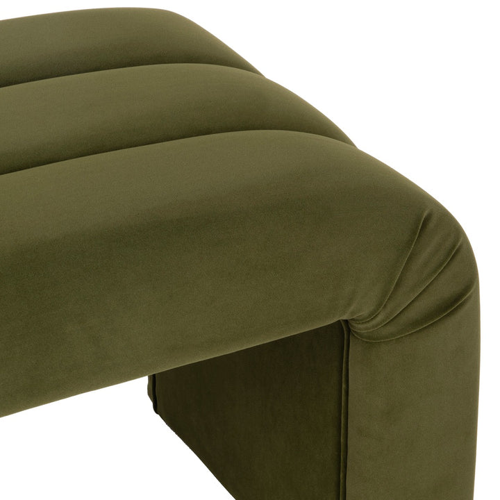 Mercer - Horizontal Channeled Bench In Olive Green Velvet