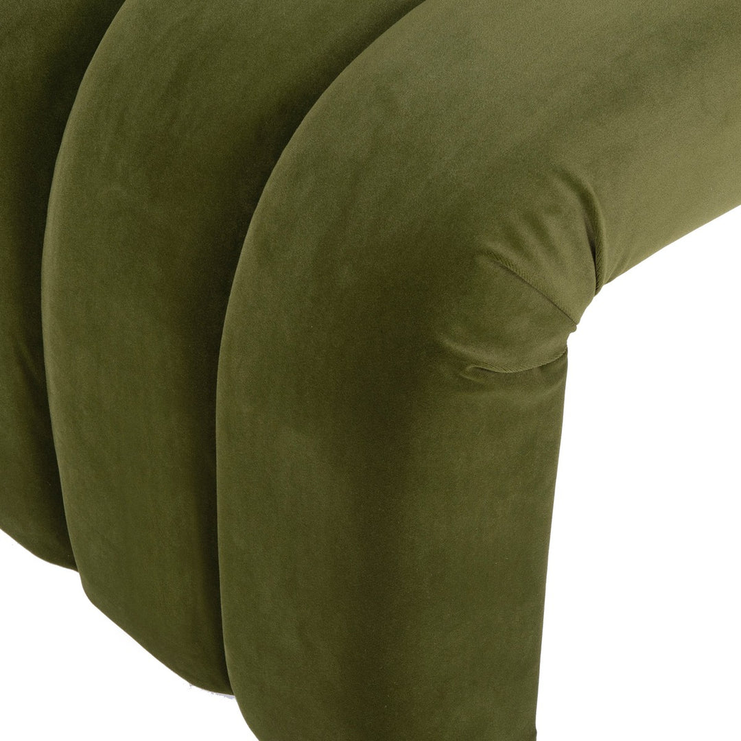 Mercer - Horizontal Channeled Bench In Olive Green Velvet