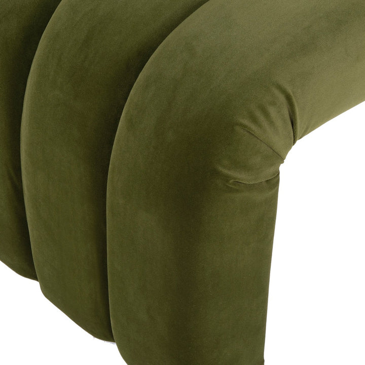 Mercer - Horizontal Channeled Bench In Olive Green Velvet