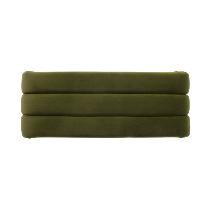 Mercer - Horizontal Channeled Bench In Olive Green Velvet