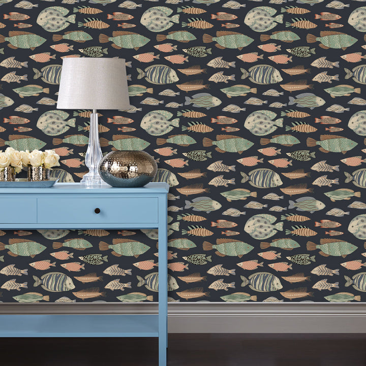 Marine Fish Peel And Stick Wallpaper-Tempaper & Co.-Tempaper-MF15240-DecorNight Fall-5-France and Son