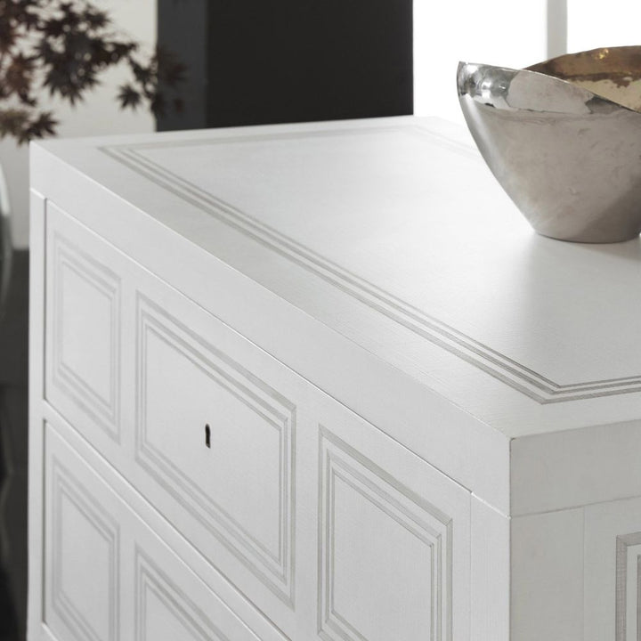 Nightstands Milan Bedside Table - White Linen with Grey Accent