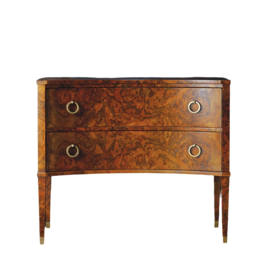 Two Drawer Concave Burl Commode