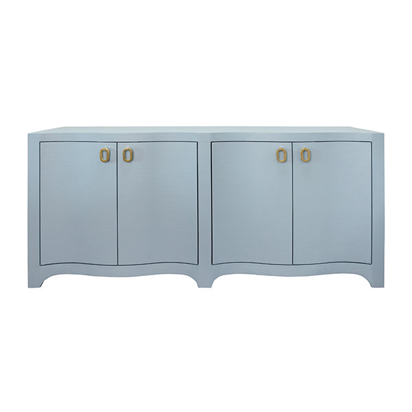 Sideboards & Credenzas Miffy Curved Front Four Door Buffet In Textured Light Blue Linen