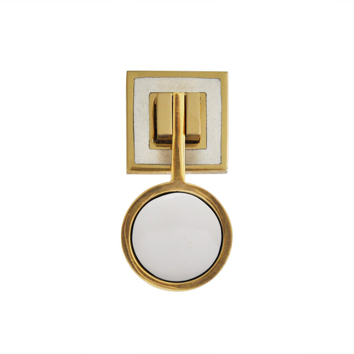 Milan - Brass Pull Knob With Inset Resin In Cream