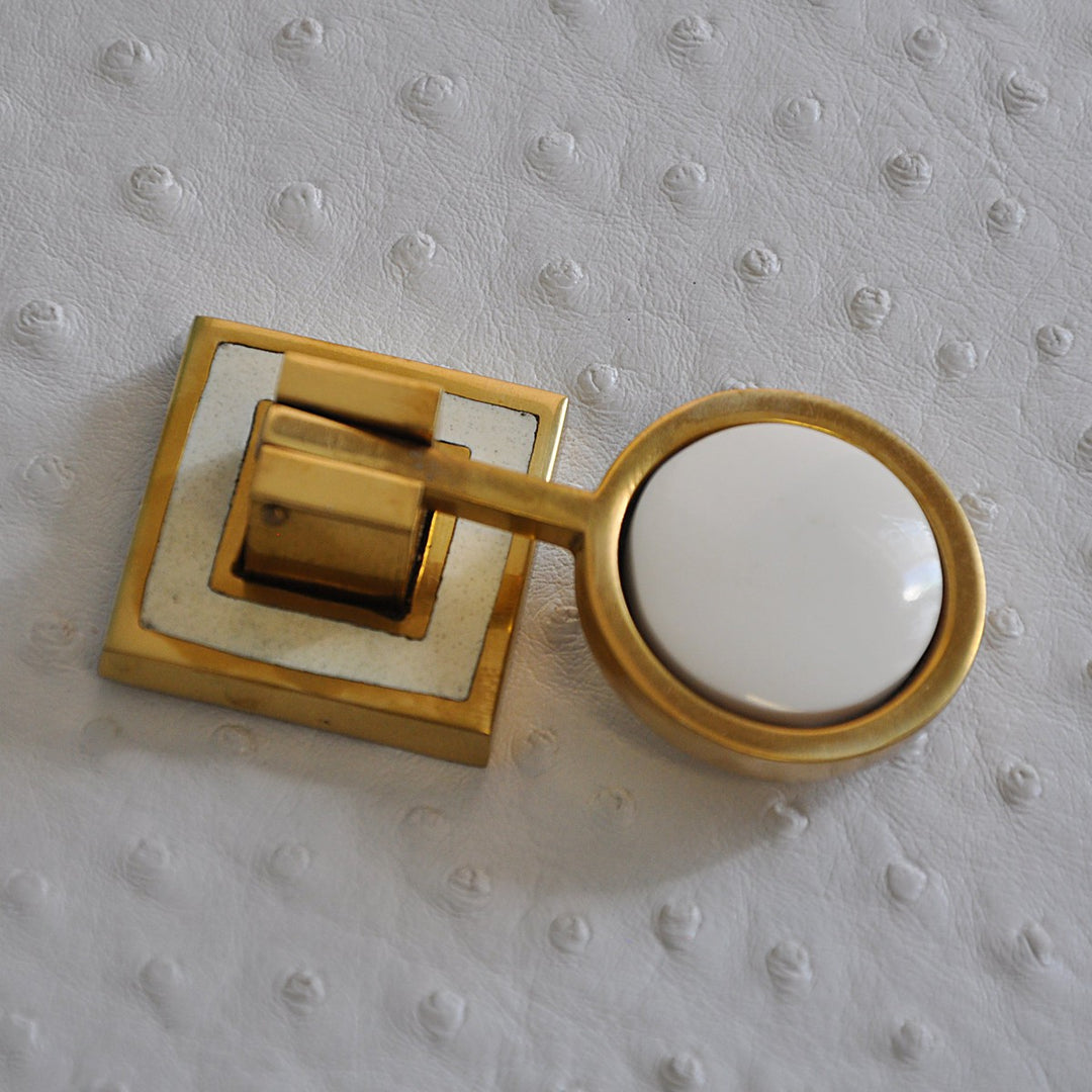 Milan - Brass Pull Knob With Inset Resin In Cream