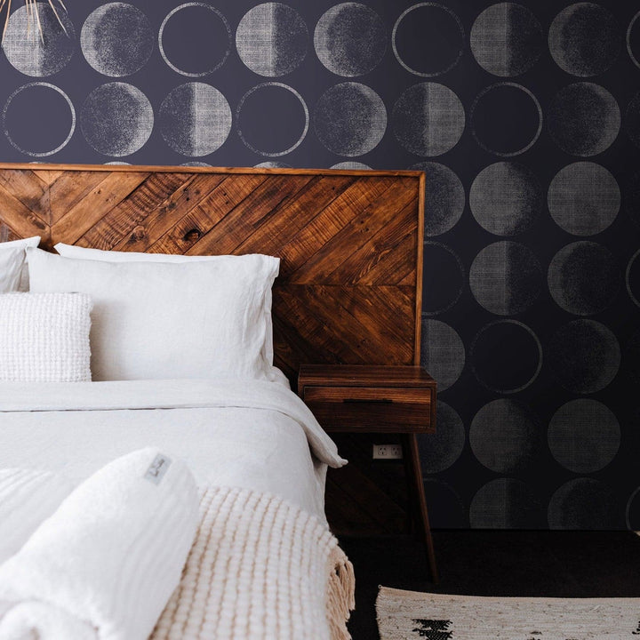 Moons Peel And Stick Wallpaper-Tempaper & Co.-Tempaper-MN14134-Wall PaperMidnight Blue-2-France and Son