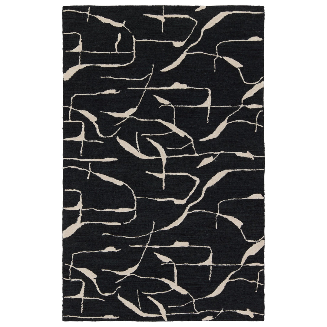 Nikki Chu by Jaipur Living Noir Handmade Abstract Black/ White Area Rug (18"X18")