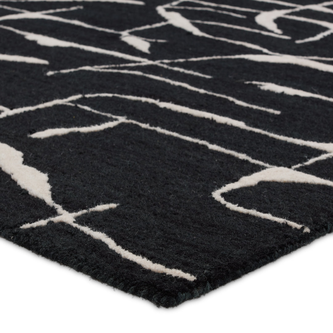 Nikki Chu by Jaipur Living Noir Handmade Abstract Black/ White Area Rug (18"X18")