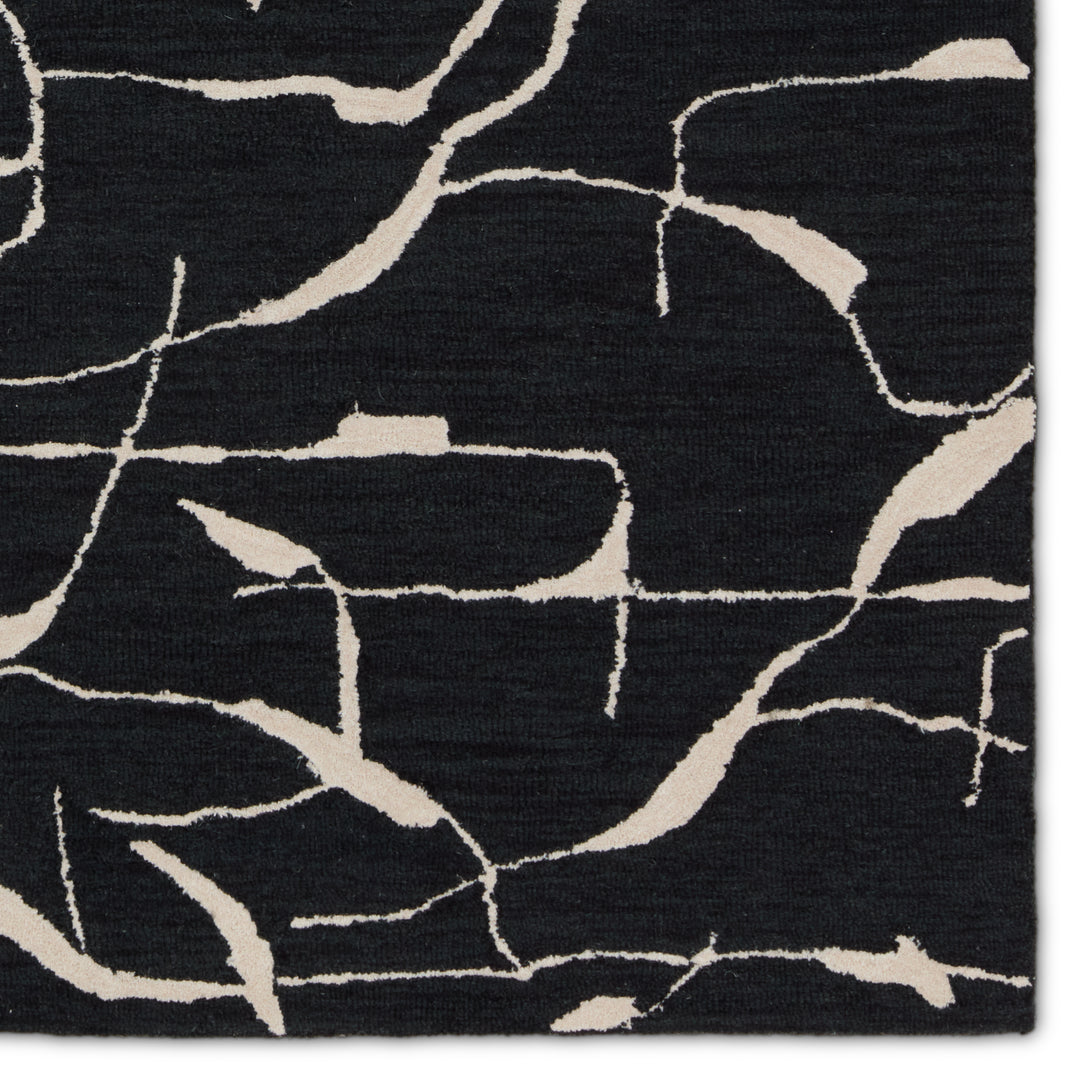 Nikki Chu by Jaipur Living Noir Handmade Abstract Black/ White Area Rug (18"X18")