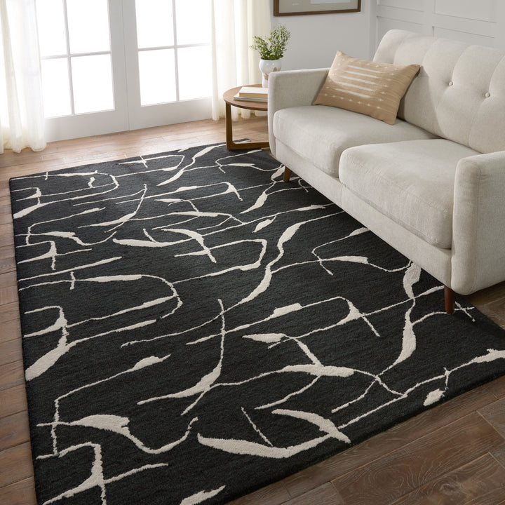 Nikki Chu by Jaipur Living Noir Handmade Abstract Black/ White Area Rug (5'X8')