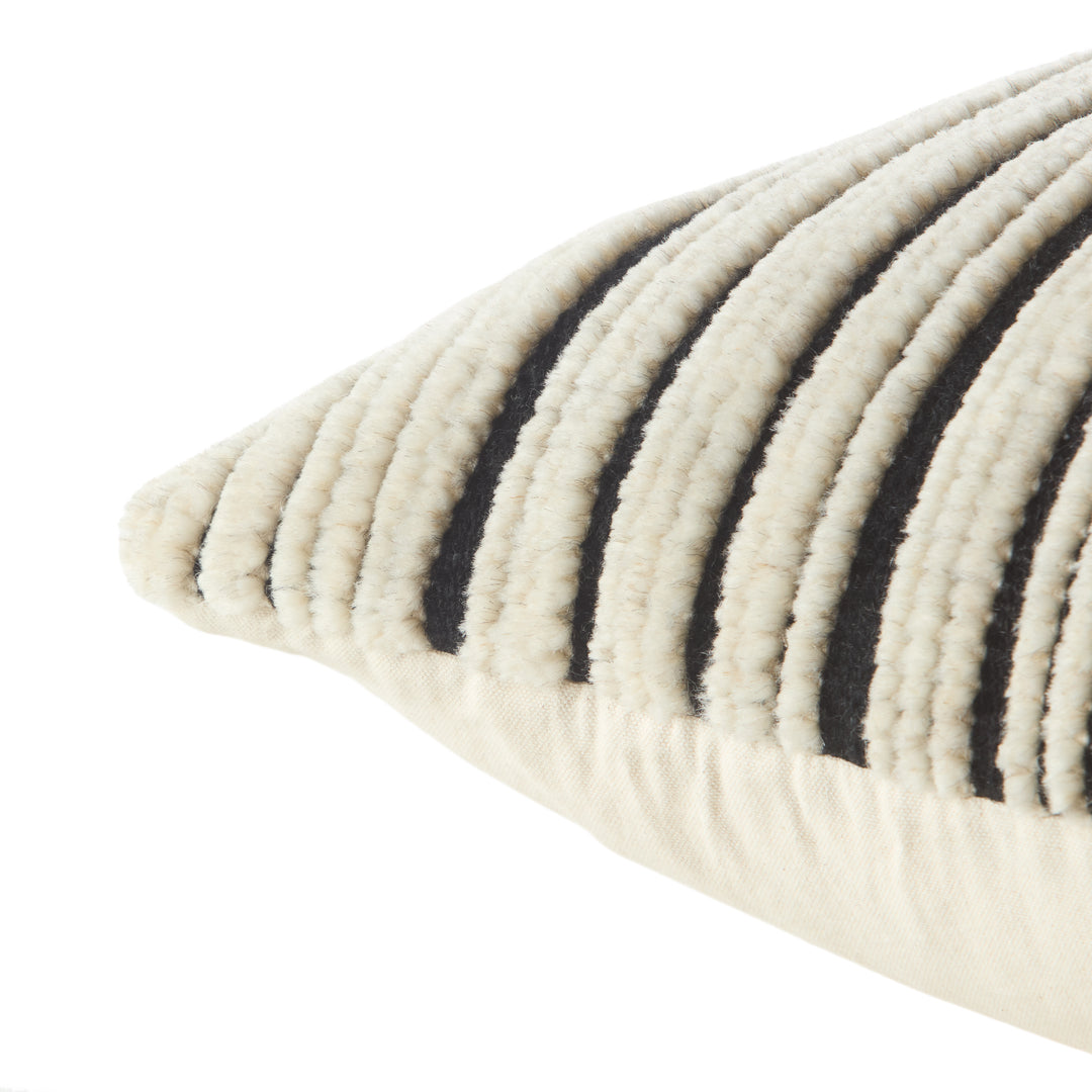 Designer Edit Dayton Striped Black/ Cream Poly Fill Pillow (24" Square)