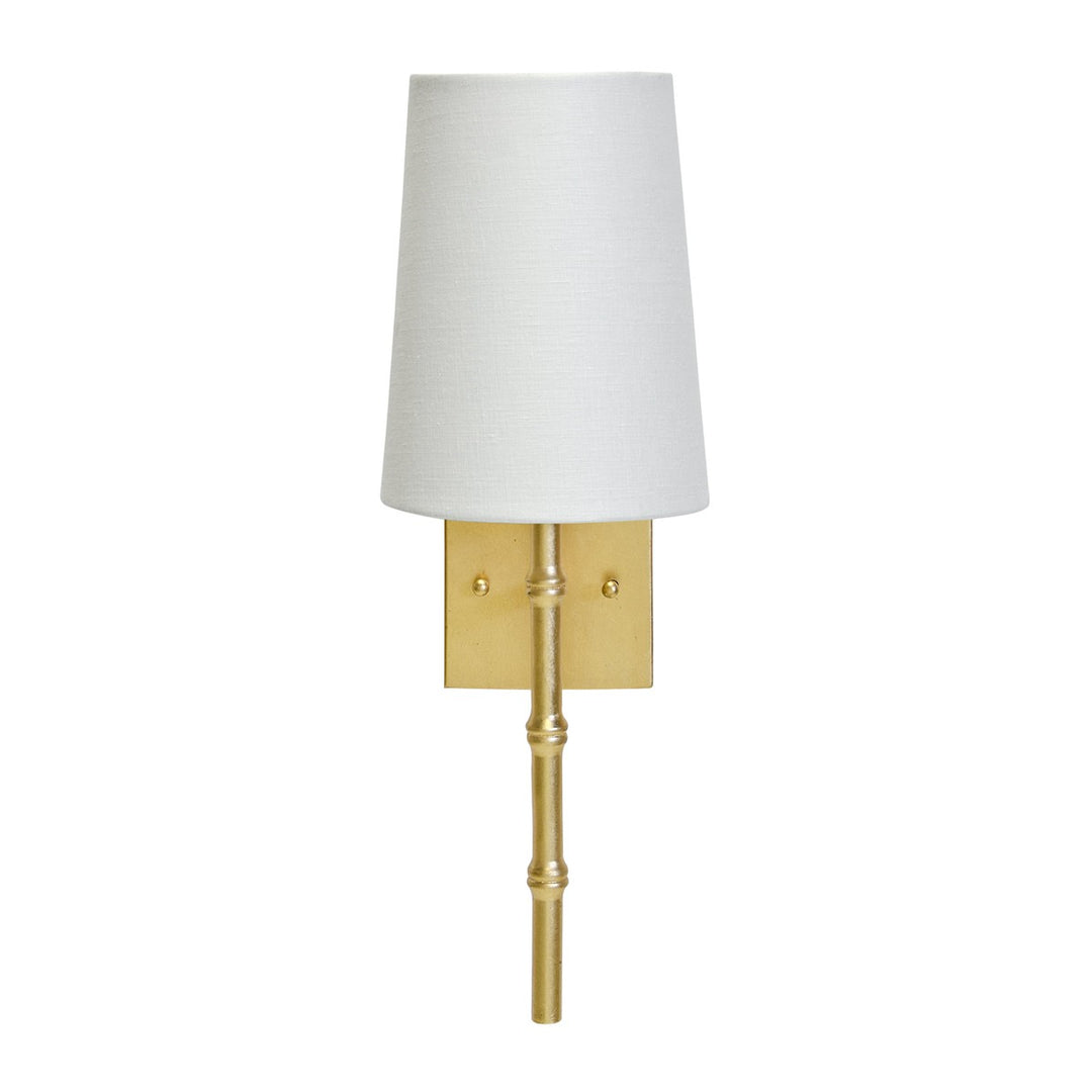 Molly - Gold Leaf Sconce With Bamboo Detail And White Linen Shade